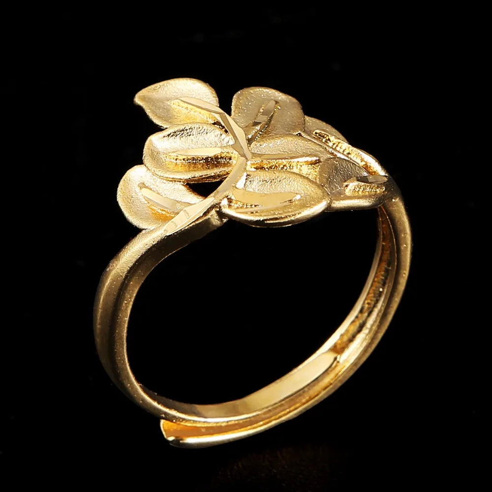 Vintage Metal Women's Leaf Hollow Out Ring Jewelry