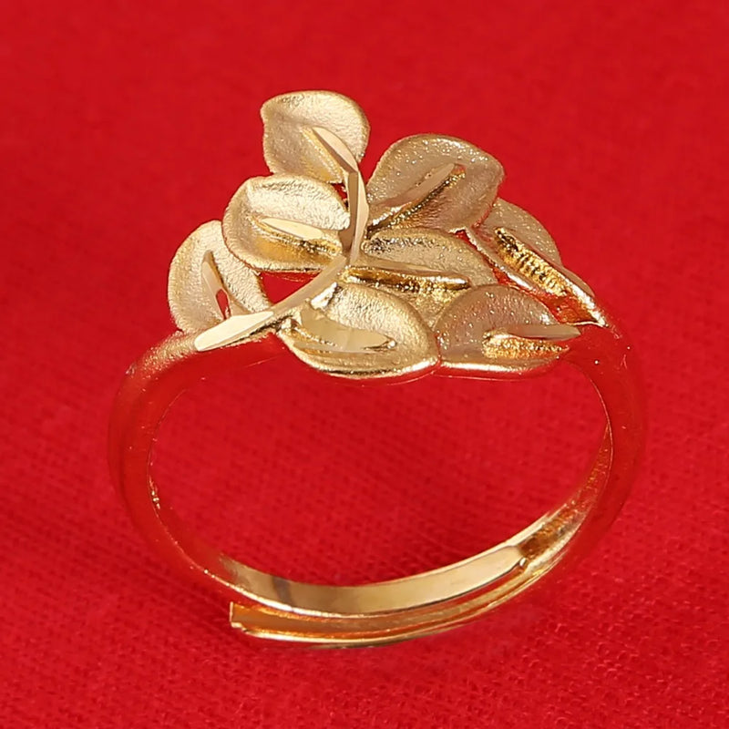 Vintage Metal Women's Leaf Hollow Out Ring Jewelry