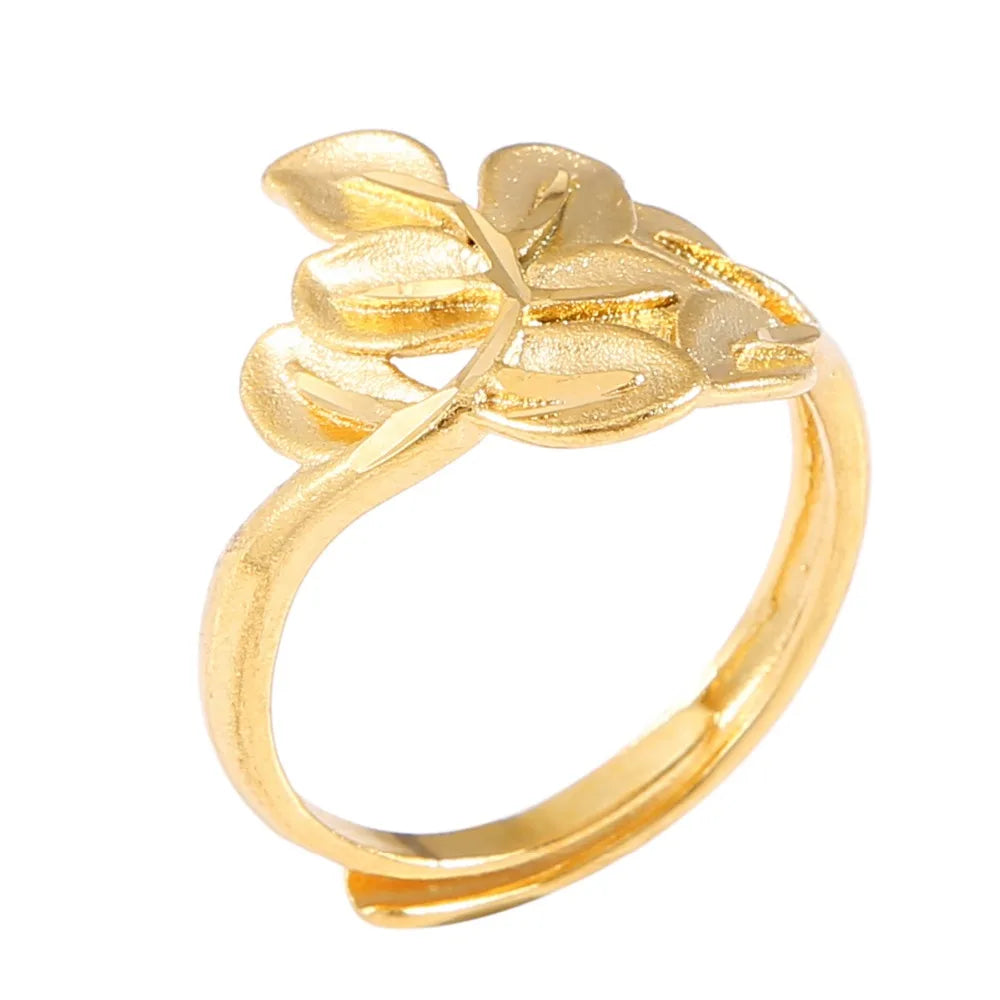 Vintage Metal Women's Leaf Hollow Out Ring Jewelry