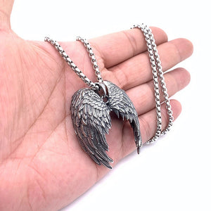 Vintage Angel Wing Pendant Necklace for Men Punk Jewelry
