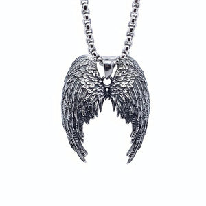 Vintage Angel Wing Pendant Necklace for Men Punk Jewelry