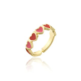 Vintage Pink Love Heart Open Adjustable Ring for Women