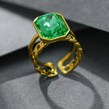 Vintage Punk Emerald Ring For Women INS Light Open Adjustable Ring
