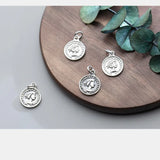 Round Queen Pattern Coin Charms 11mm 925 Sterling Silver Necklace Bracelets