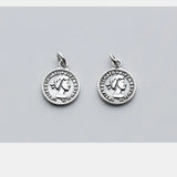 Round Queen Pattern Coin Charms 11mm 925 Sterling Silver Necklace Bracelets