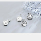 Round Queen Pattern Coin Charms 11mm 925 Sterling Silver Necklace Bracelets