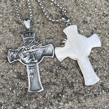 Stainless Steel Jesus Cross Necklace Pendant Boys Cross Face Necklace