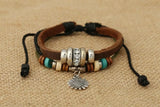 Vintage Sunflower Leather Cuff Bracelet Rhinestone Charm Wristbands