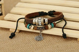 Vintage Sunflower Leather Cuff Bracelet Rhinestone Charm Wristbands