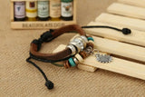 Vintage Sunflower Leather Cuff Bracelet Rhinestone Charm Wristbands