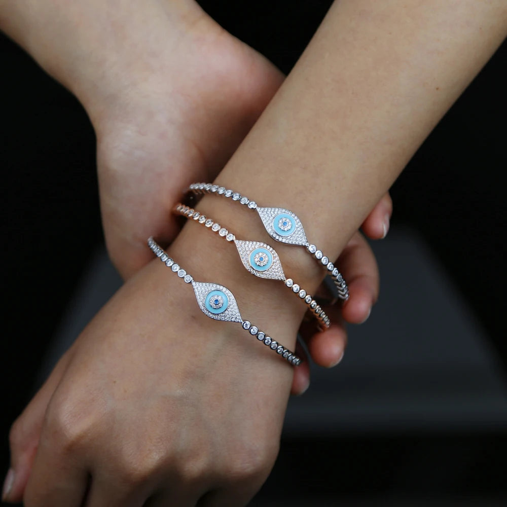 Vintage Evil Eye Charm Bangle for Women Lucky Jewelry Gift