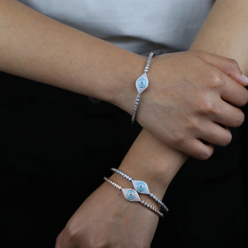 Vintage Evil Eye Charm Bangle for Women Lucky Jewelry Gift