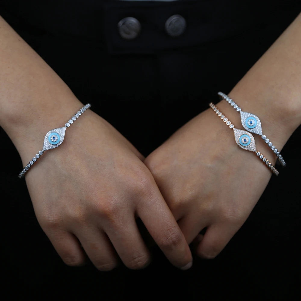 Vintage Evil Eye Charm Bangle for Women Lucky Jewelry Gift