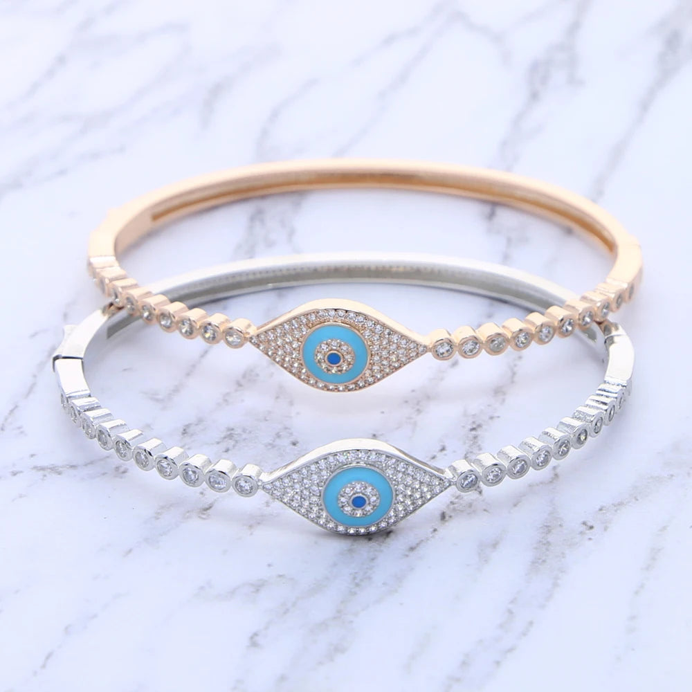 Vintage Evil Eye Charm Bangle for Women Lucky Jewelry Gift