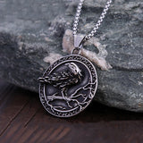 Viking 3D Crow Pendant Stainless Steel Punk Compass Necklace