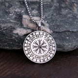 Viking 3D Crow Pendant Stainless Steel Punk Compass Necklace
