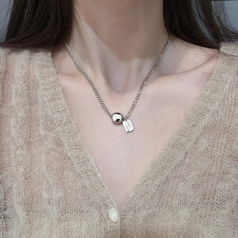 Vintage 925 Silver Round Pendant Women Necklace Fine Jewelry