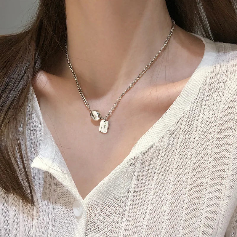 Vintage 925 Silver Round Pendant Women Necklace Fine Jewelry