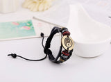 Vintage Yin Yang Tai Chi Charm Bracelet Retro Alloy Beads Multi-layer Weave 
