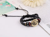 Vintage Yin Yang Tai Chi Charm Bracelet Retro Alloy Beads Multi-layer Weave 