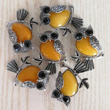 Vintage Owl Yellow Stone Pendants for Jewelry Making 12pcs/lot