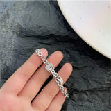 CZ Belted Charm Bangle Silver Bracelet