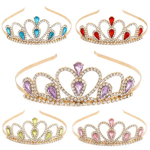 Water Drop Crystal Small Tiaras Crown for Girls Party Birthday Headbands