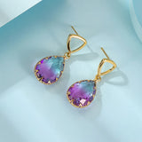 Vintage Water Drop Glass Tourmaline Dangle Earrings