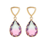 Vintage Water Drop Glass Tourmaline Dangle Earrings