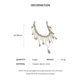 Water Drop Pearl Tassel Necklace Baroque Clavicle Bead Statement Jewelry