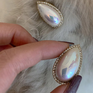 Water Drop Shaped Pearl Big Stud Earrings Jewelry
