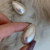 Water Drop Shaped Pearl Big Stud Earrings Jewelry