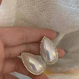 Water Drop Shaped Pearl Big Stud Earrings Jewelry