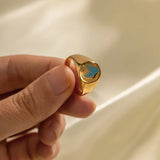 Waterproof 18K Plated Stainless Steel Retro Style Geometric Open Ring