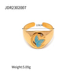 Waterproof 18K Plated Stainless Steel Retro Style Geometric Open Ring