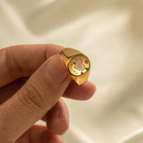 Waterproof 18K Plated Stainless Steel Retro Style Geometric Open Ring