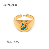 Waterproof 18K Plated Stainless Steel Retro Style Geometric Open Ring