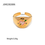 Waterproof 18K Plated Stainless Steel Retro Style Geometric Open Ring