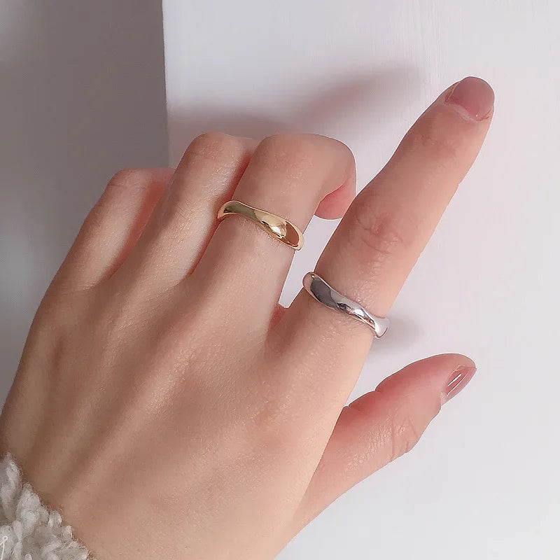 Wave Curve Silver Ring for Women Personalized Finger Jewelry Wedding Party Gift