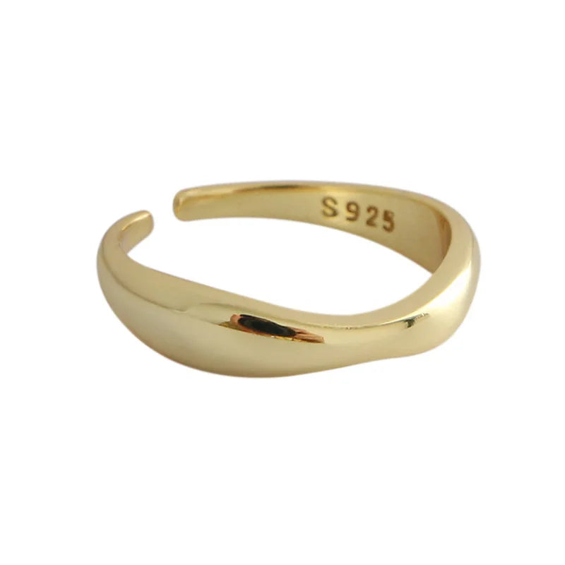 Wave Curve Silver Ring for Women Personalized Finger Jewelry Wedding Party Gift