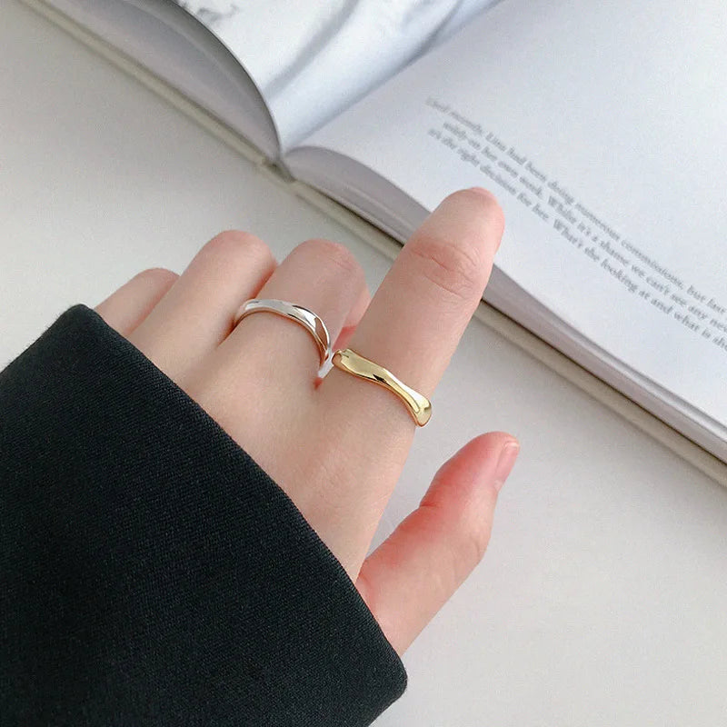 Wave Curve Silver Ring for Women Personalized Finger Jewelry Wedding Party Gift