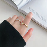 Wave Curve Silver Ring for Women Personalized Finger Jewelry Wedding Party Gift