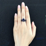 Wedding Love Crown Hand Heart Claddagh Ring Set CZ Crystal Rings