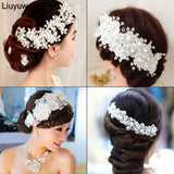 Bride Headbands Red Lace Crystal Tiara Floral Hair Jewelry