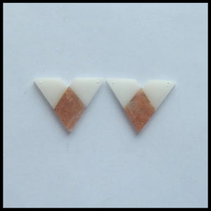 White Agate with Sunstone Intarsia Gemstone Women Earring Bead