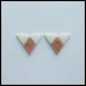 White Agate with Sunstone Intarsia Gemstone Women Earring Bead