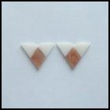 White Agate with Sunstone Intarsia Gemstone Women Earring Bead