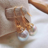 Baroque Pearl Earring 18k Hook Irregular Dangle Earbob Real