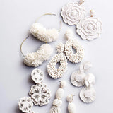 Big Flower Beads Tassel Fringes Drop Earrings Wedding Jewelry