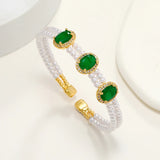 Double Layer Oval Gemstone Bracelet for Women